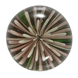 Handmade Glass Flower Paperweight Pink Clover Flower 1.75 Inch Diameter